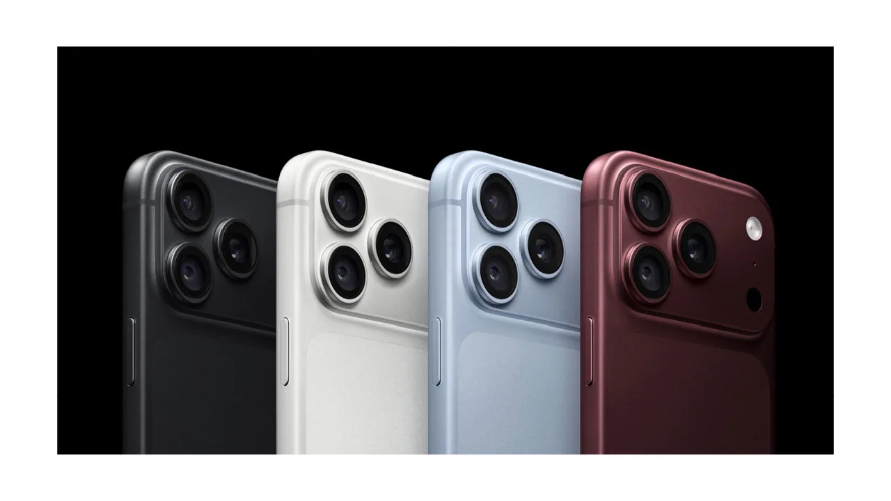 A camera aperture ring and a silicon chip rendered as halftone paper cutouts, for Apple unveiling the iPhone 18 Pro with a variable aperture camera and 2nm A20 Pro chip