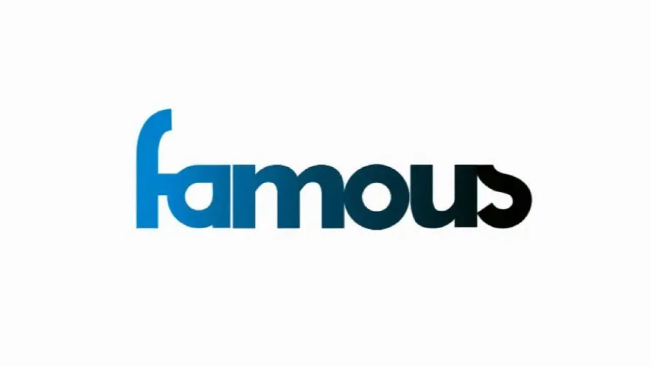 A film reel and a studio spotlight, as halftone cutouts, for Famous Studios repositioning as a content ecosystem