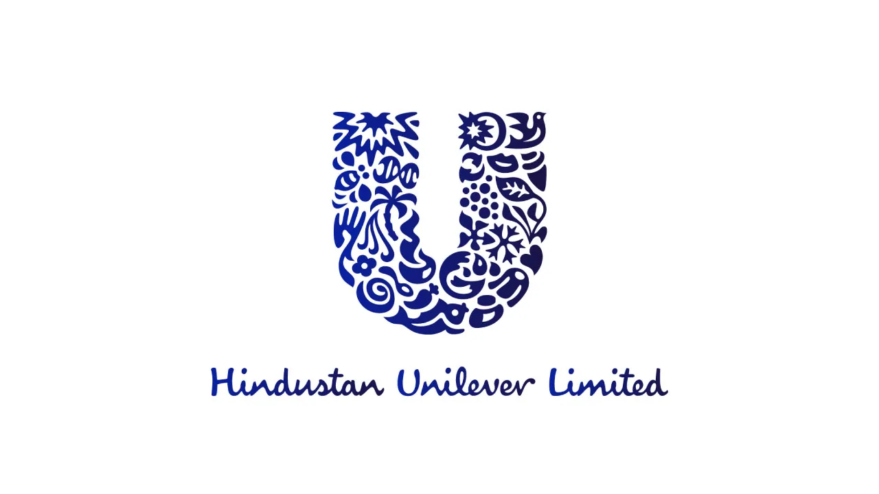 A shampoo bottle and a pair of open scissors as halftone cutouts on crimson, for HUL's lower advertising spend in Q2