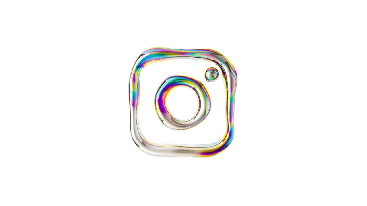 A halftone paper cutout of an upright ring and a blank smartphone, for the second edition of the Instagram Rings Awards