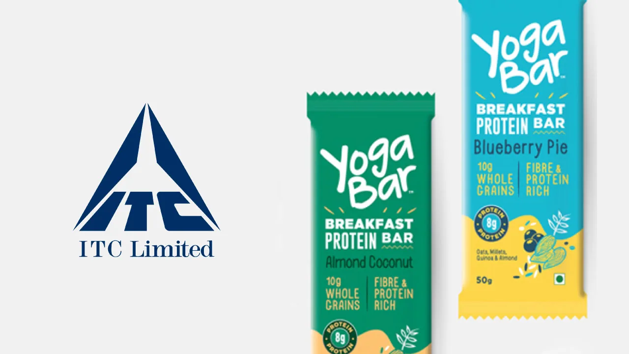 A cereal bar and a folded contract as halftone cutouts on a flat green ground, for ITC taking full ownership of Sproutlife Foods