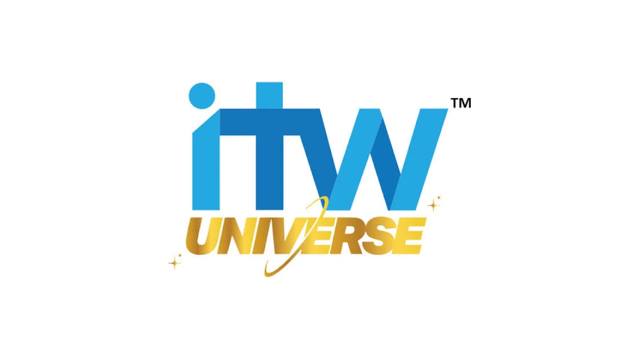 A cricket ball and a broadcast camera as halftone cutouts, for ITW Universe taking global production and commercial rights to the India Japan T20I
