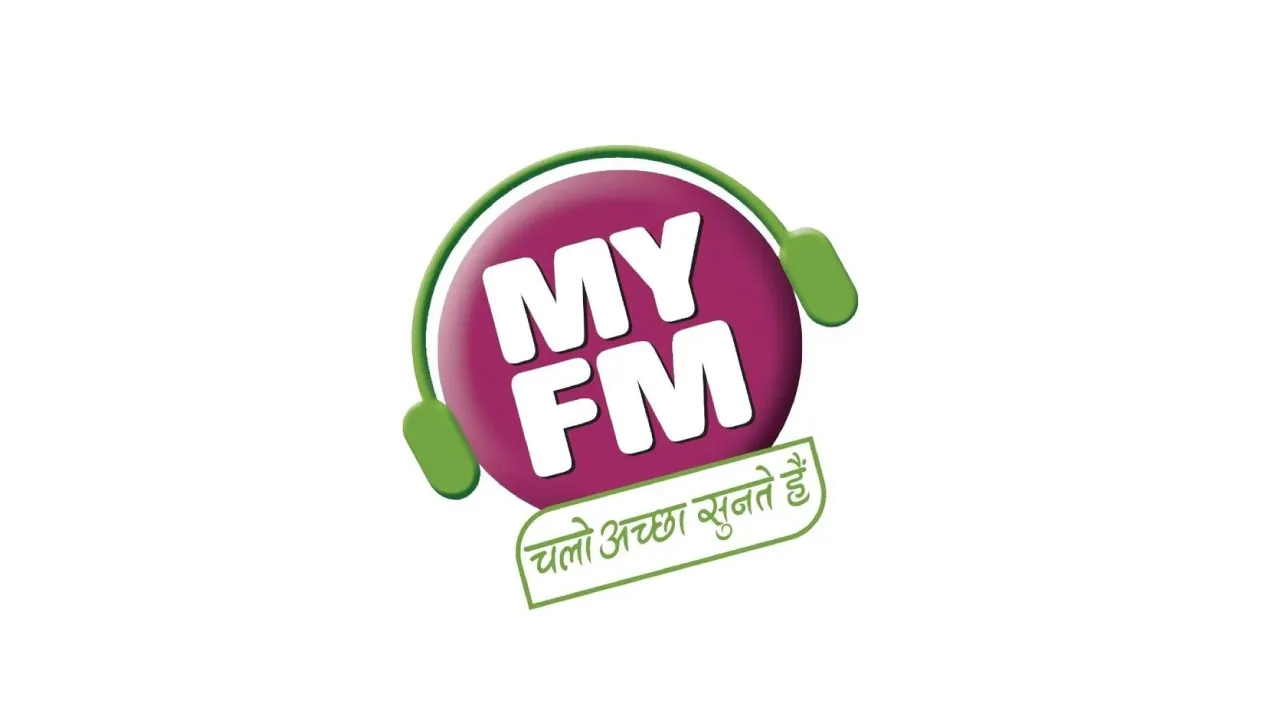 A portable radio set and a broadcast transmission mast as halftone cutouts, for MY FM launching stations in Ambala and Panipat