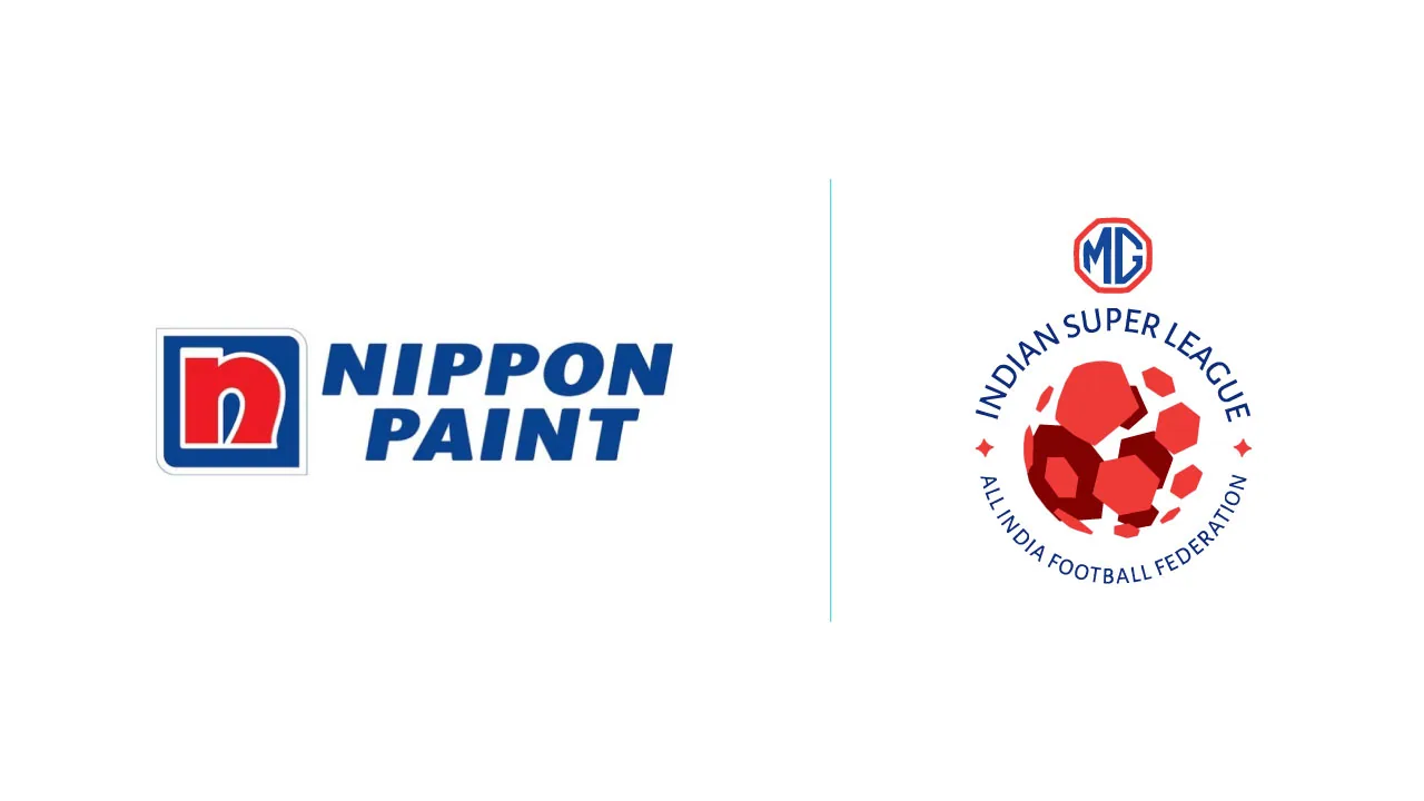 A paint roller and a football, as halftone cutouts, for Nippon Paint becoming Official Paint Partner of the MG Indian Super League