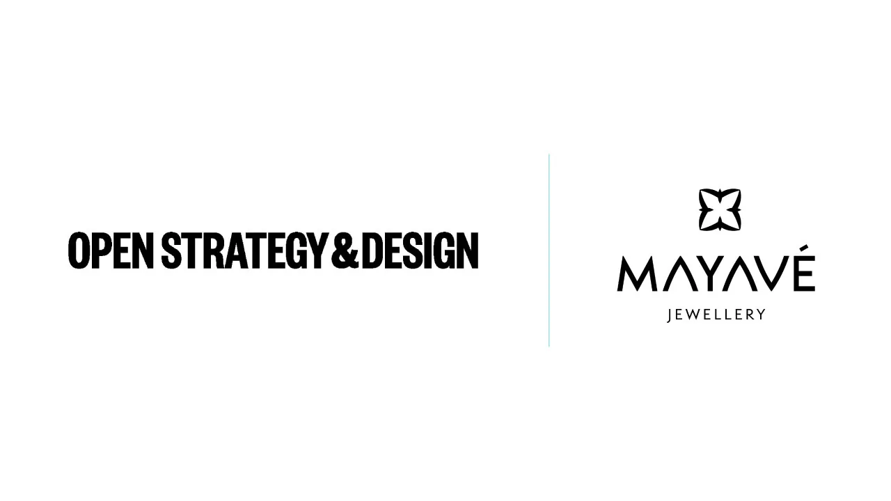 A faceted gemstone and an open drafting compass, as halftone cutouts, for the brand OPEN Strategy and Design built for HK Group