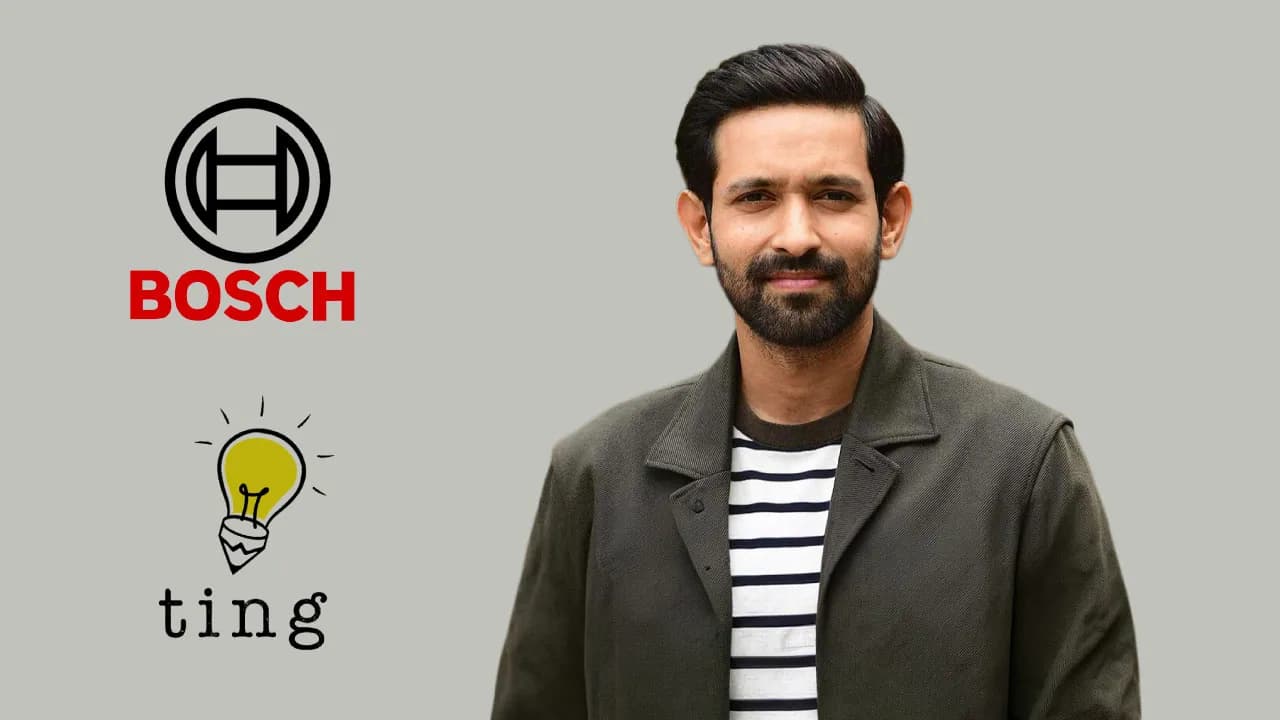 A built-in wall oven and a steel tiffin carrier, as halftone cutouts, for Bosch's Kitchen Up campaign with Vikrant Massey