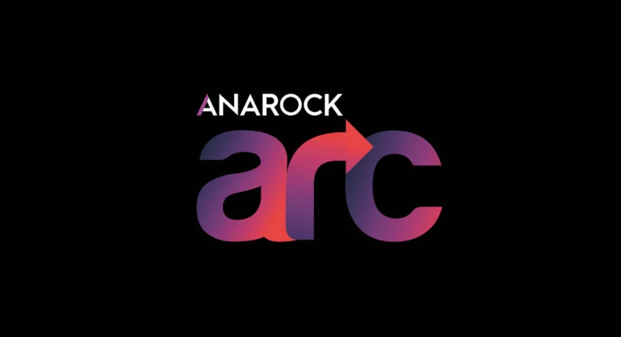 The ANAROCK ARC logo, with arc set in a pink and purple gradient on a black background