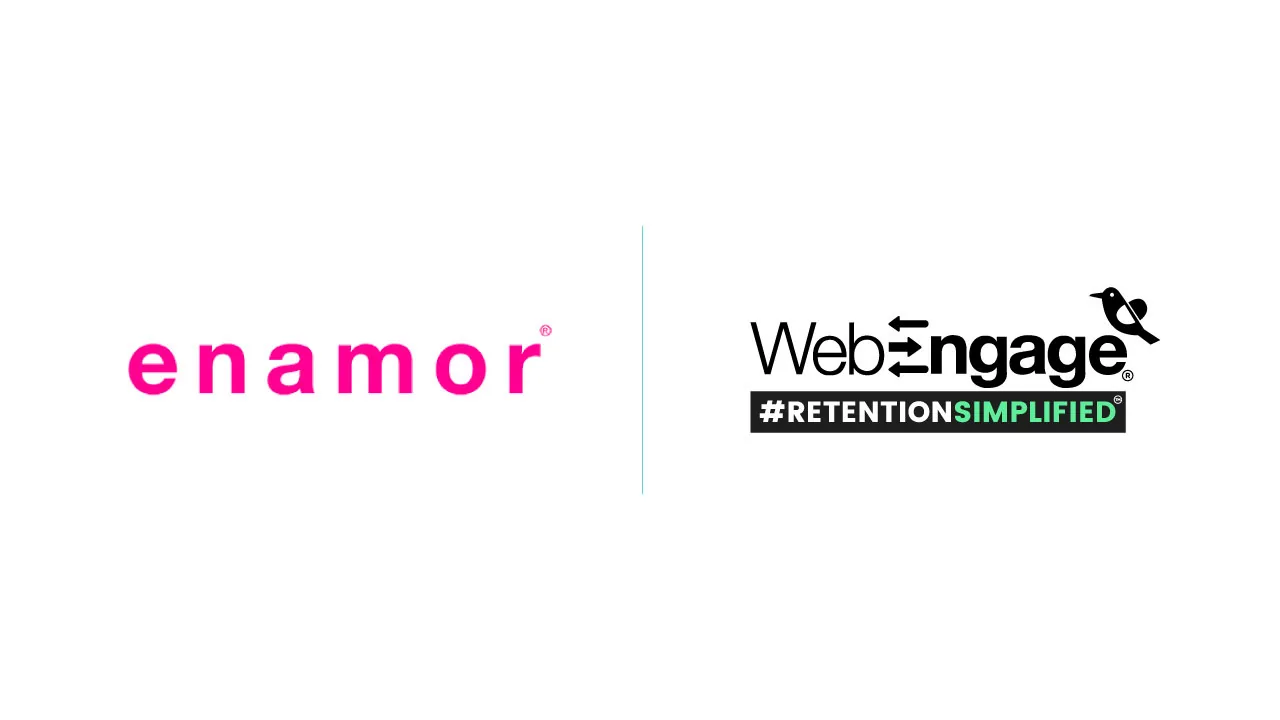 An envelope and a shopping bag, as halftone cutouts, for Enamor connecting store and online journeys with WebEngage