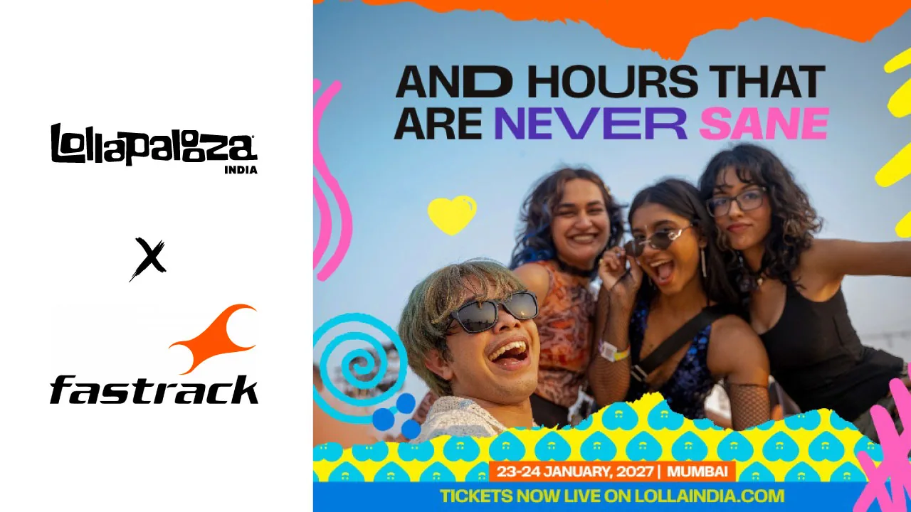 Fastrack and Lollapalooza India key visual announcing the 2027 festival partnership