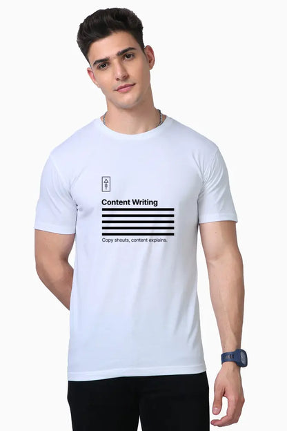 Copy Shouts, Content Explains – Premium T-Shirt for Writers - Ad Tribe