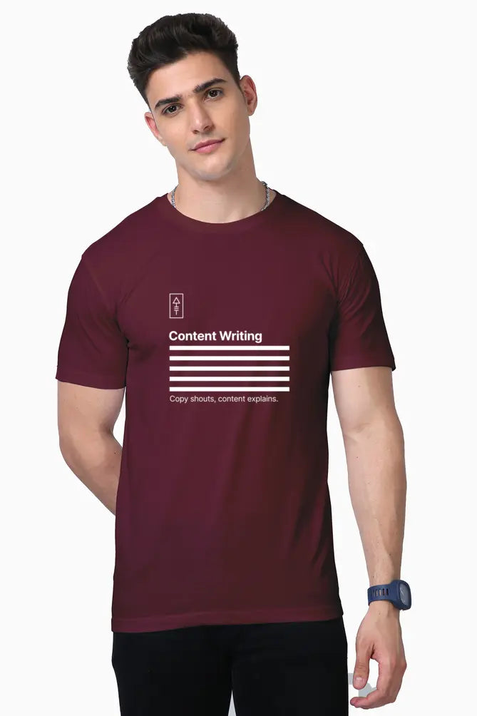 Copy Shouts, Content Explains – Premium T-Shirt for Writers - Ad Tribe