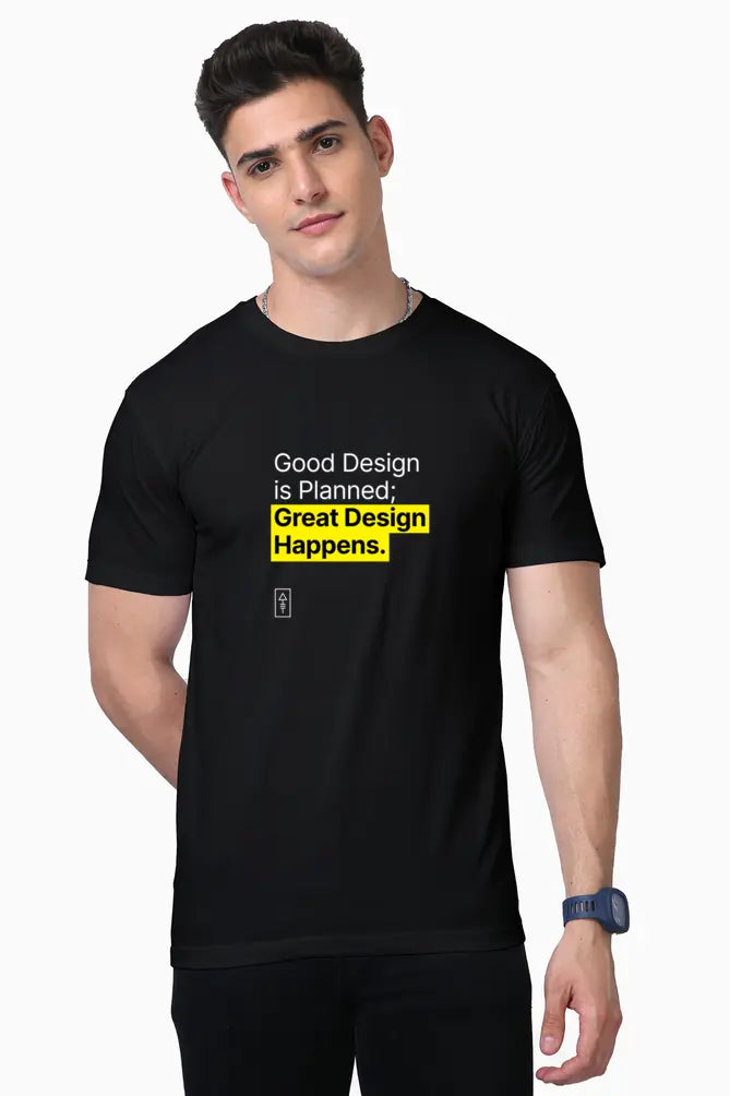 "Good Design is Planned; Great Design Happens – Premium 100% Supima Cotton T-Shirt for Creatives" - Ad Tribe