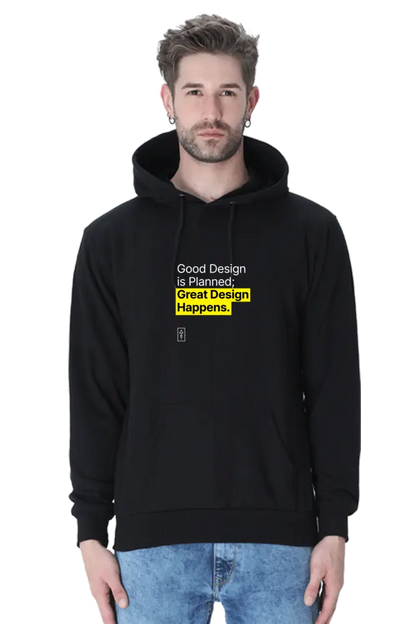 Good Design is Planned; Great Design Happens – Premium Unisex Hooded Sweatshirt for Creatives - Ad Tribe