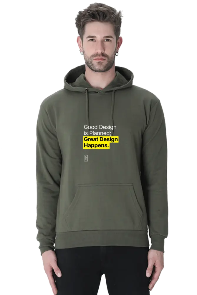 Good Design is Planned; Great Design Happens – Premium Unisex Hooded Sweatshirt for Creatives - Ad Tribe