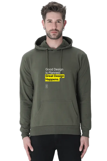 Good Design is Planned; Great Design Happens – Premium Unisex Hooded Sweatshirt for Creatives - Ad Tribe