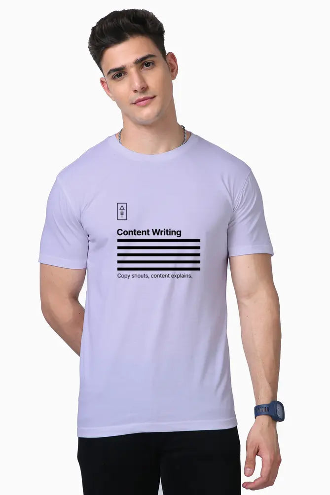 Copy Shouts, Content Explains – Premium T-Shirt for Writers - Ad Tribe