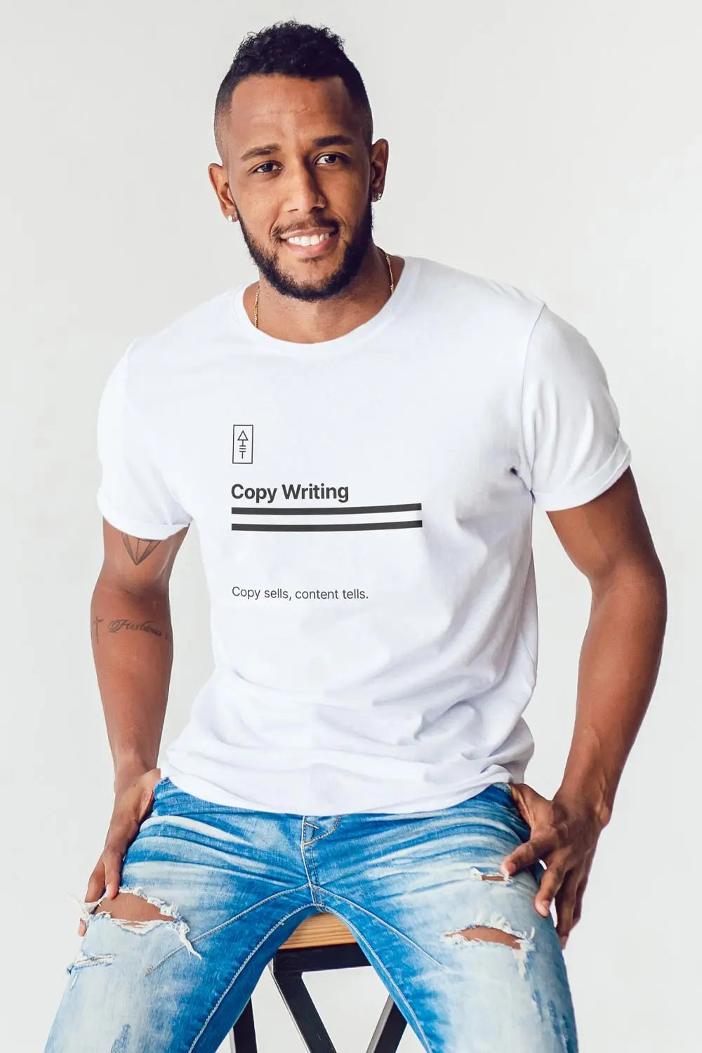 Copy Writing - Copy Sells, Content Tells – Premium T-Shirt for Copywriters - Ad Tribe