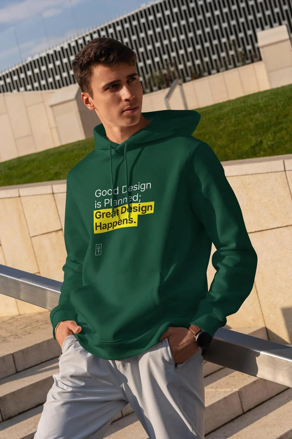 Good Design is Planned; Great Design Happens – Premium Unisex Hooded Sweatshirt for Creatives - Ad Tribe