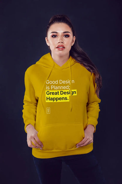 Good Design is Planned; Great Design Happens – Premium Unisex Hooded Sweatshirt for Creatives - Ad Tribe