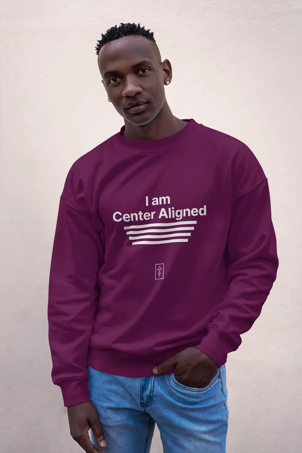 I Am Center Aligned Unisex Sweatshirt – Premium Comfort for Balanced Creatives - Ad Tribe