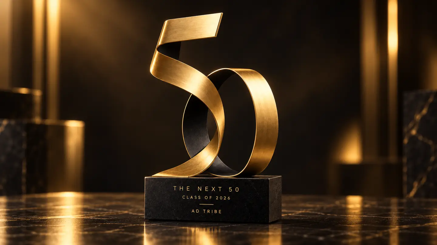 The Class of 2026 trophy: a gold 50 on a black marble base